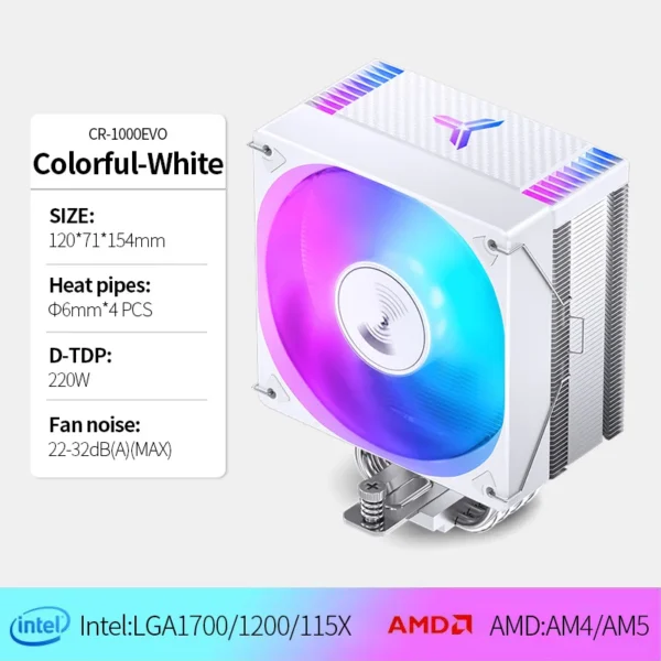 Jonsbo CR1000 EVO CPU Processador Air Cooler 4 Heat Pipes ARGB PWM D-TDP 220W Radiator for Intel LGA1700 1200 115X AMD AM4 AM5 - Image 9