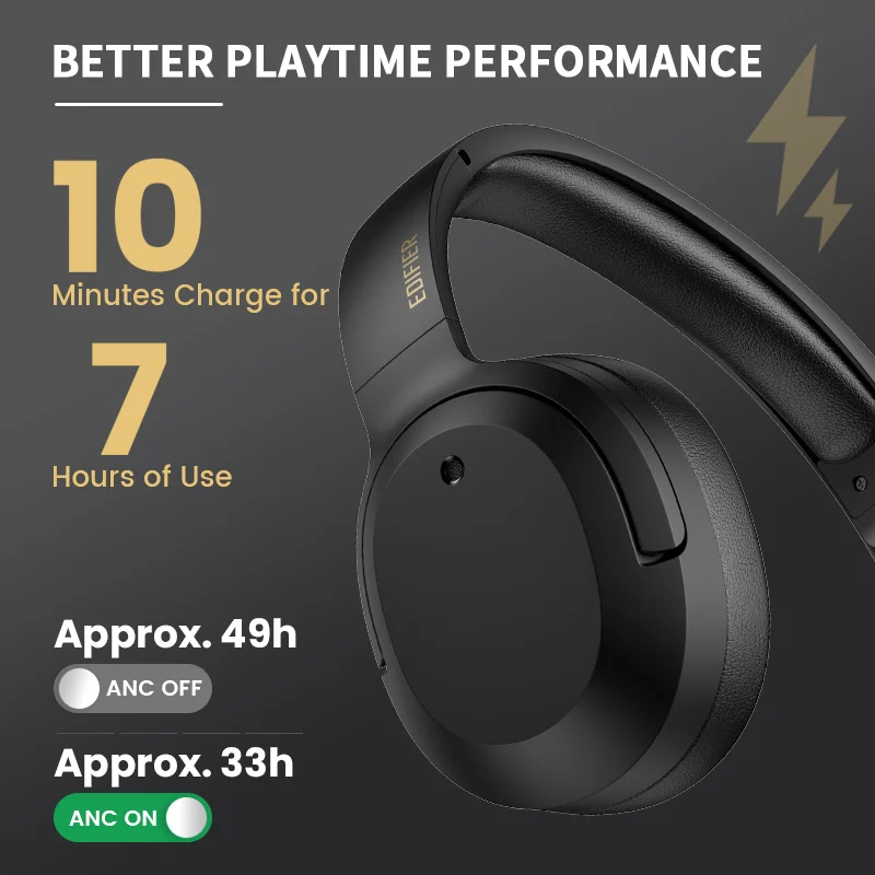 Edifier W820NB Plus Wireless Noise Cancelling Headphones 43dB ANC Hi-Res LDAC Codec 49hrs Playtime Over-Ear Bluetooth Headset 4 Edifier W820NB Plus Wireless Noise Cancelling Headphones 43dB ANC Hi-Res LDAC Codec 49hrs Playtime Over-Ear Bluetooth Headset - Image 4