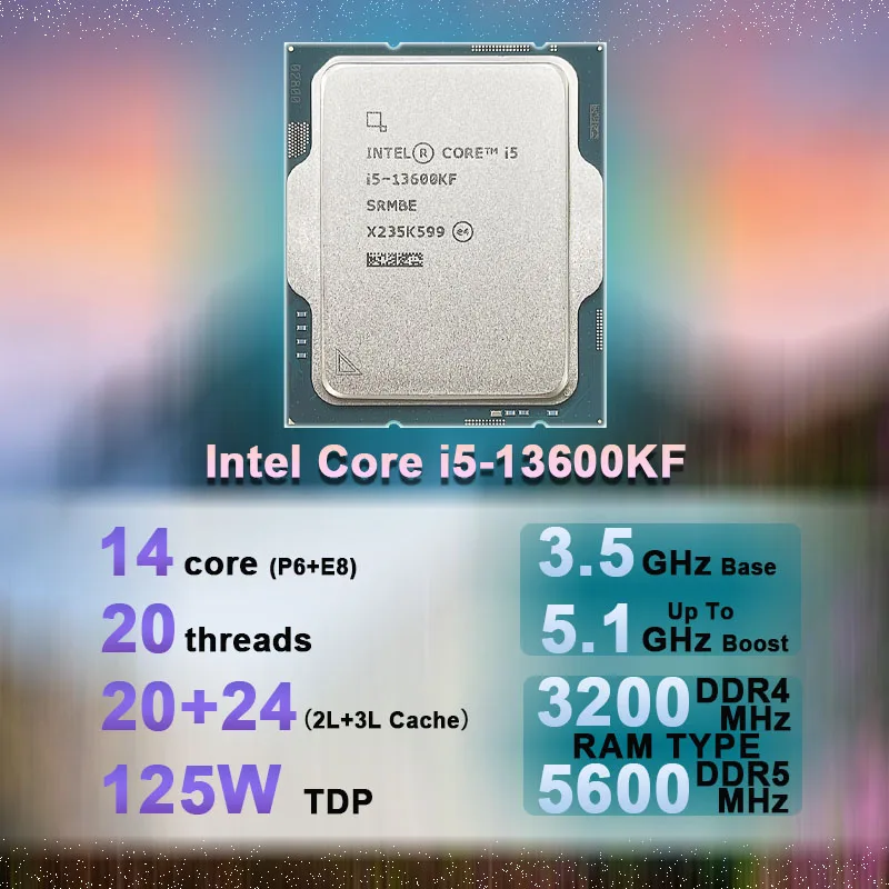 Intel Core i5-13600KF i5 13600KF 3.5 GHz 14-Core 20-Thread CPU 10NM L3=24M 125W LGA 1700 Tray New but without Cooler 3 Intel Core i5-13600KF i5 13600KF 3.5 GHz 14-Core 20-Thread CPU  10NM L3=24M 125W LGA 1700 Tray New but without Cooler - Image 3