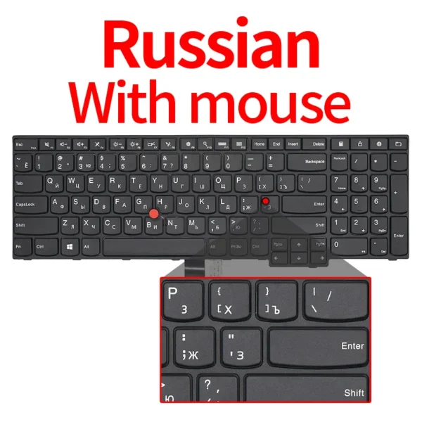 US Russian keyboard for lenovo thinkpad edge e550 e550c e555 e555c e560 e560p e565 sn20f22485 00hn085 00hn085 nsk-z50st - Image 7