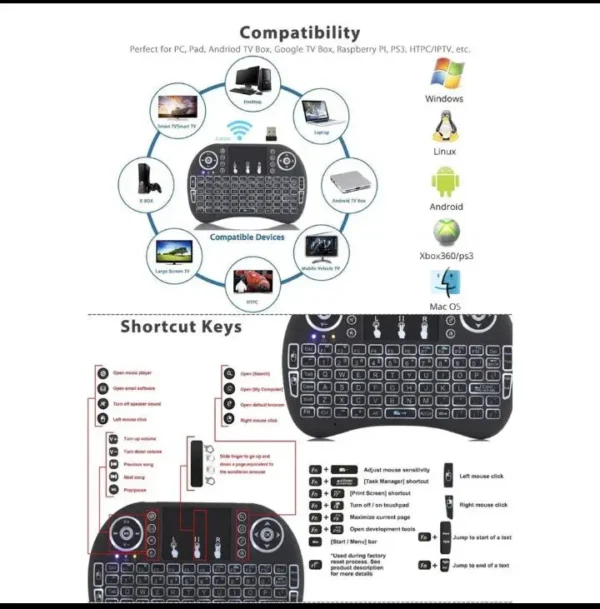 Mini Wireless Keyboard USB Wireless Mini Keyboard With TouchPad-Fast Delivery National Sale - Image 3
