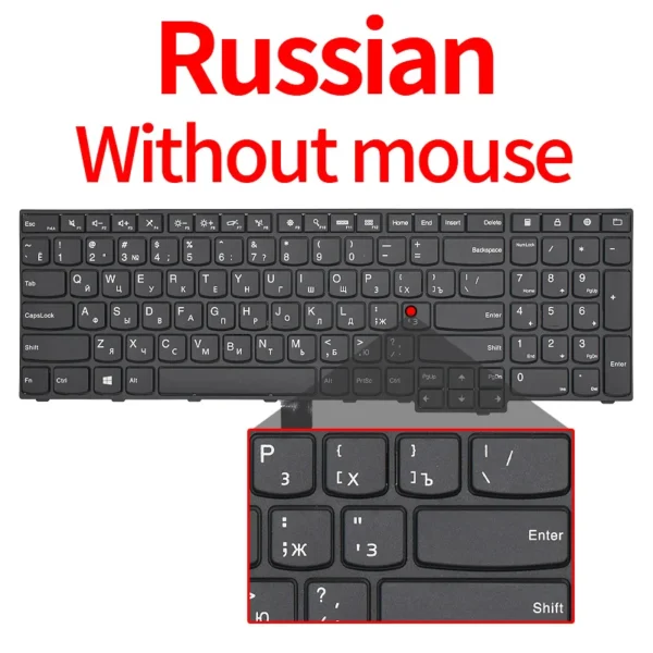 US Russian keyboard for lenovo thinkpad edge e550 e550c e555 e555c e560 e560p e565 sn20f22485 00hn085 00hn085 nsk-z50st - Image 9