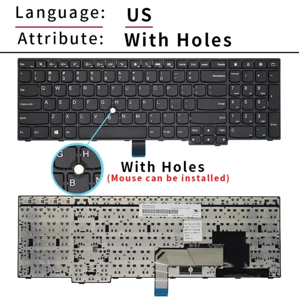 US Russian keyboard for lenovo thinkpad edge e550 e550c e555 e555c e560 e560p e565 sn20f22485 00hn085 00hn085 nsk-z50st - Image 4