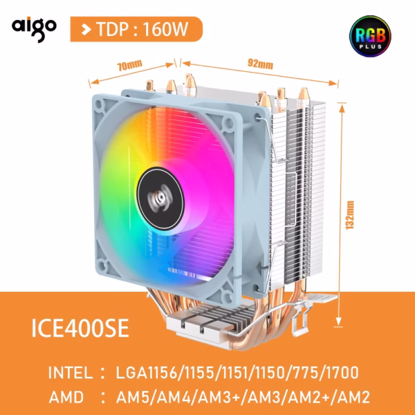 Aigo CPU Cooler 2 4 6 Heat Pipes PC Radiator Cooling 3PIN PWM Silent Rgb Fan For Intel  1700 1150 1155 1156 1366 AM2/AM3/AM4 AMD - Image 2