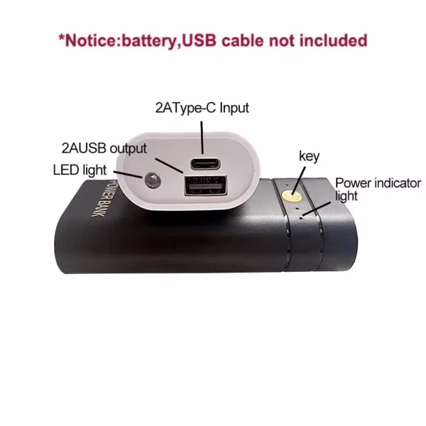 5V 2A 6000mAh 2X 18650 USB Type-C Battery Charger Case DIY Power Bank Box For Phone Electronic Charging Not Including Batteries - Image 4