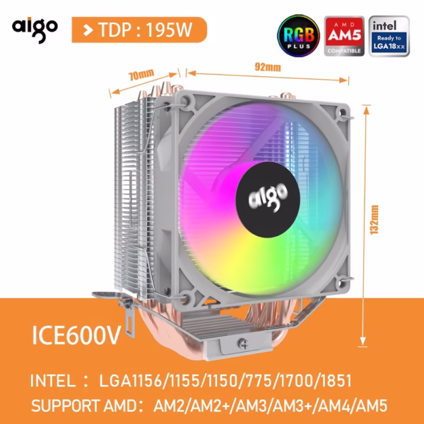Aigo CPU Cooler 2 4 6 Heat Pipes PC Radiator Cooling 3PIN PWM Silent Rgb Fan For Intel  1700 1150 1155 1156 1366 AM2/AM3/AM4 AMD - Image 7