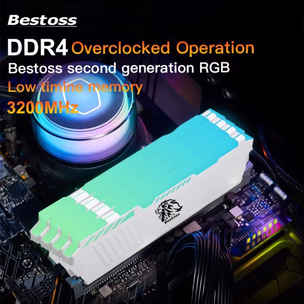 Bestoss Memoria RAM RGB DDR4 8GB 16GB 32GB (2x16GB) Kit 3200 3600MHz 288pin 1.2V DIMM RAM For Desktop - Image 6