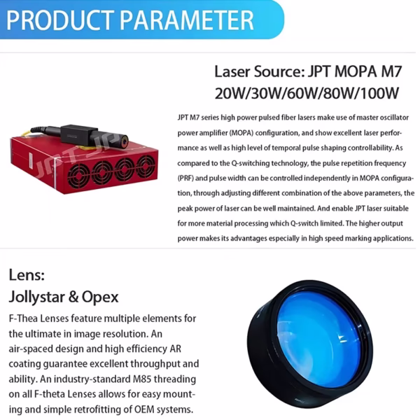 US EU Stock Duty Free Shipping 60W 100W JPT M7 Desktop Split Engraving Jewelry Mopa Fiber Laser Marking Machine with D80 Rotary - Image 3