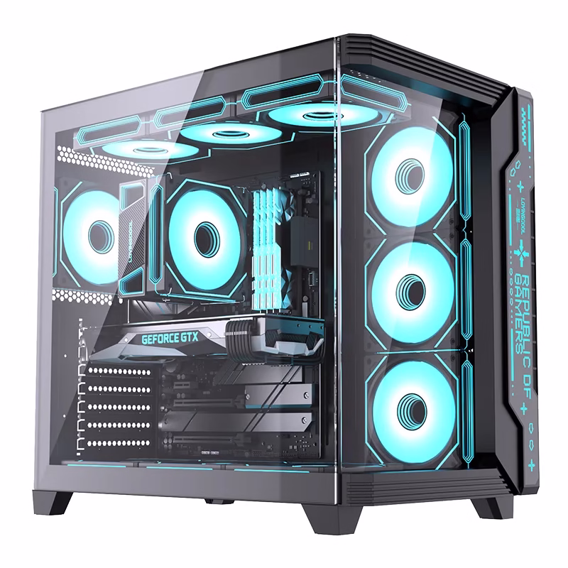 LOVINGCOOL Factory High OEM ATX Desktop Gamer Computer Case Mid Tower Chassis Transparent Gaming ATX ITX PC Cases for Desktop