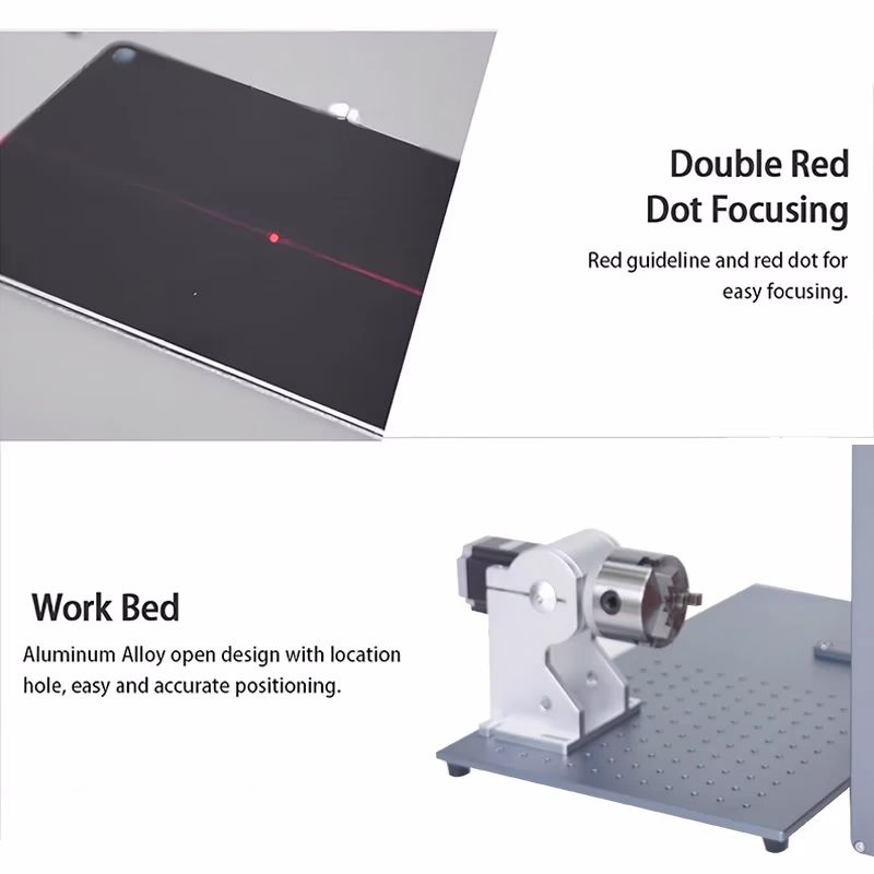 US EU Stock Duty Free Shipping 60W 100W JPT M7 Desktop Split Engraving Jewelry Mopa Fiber Laser Marking Machine with D80 Rotary - Image 5