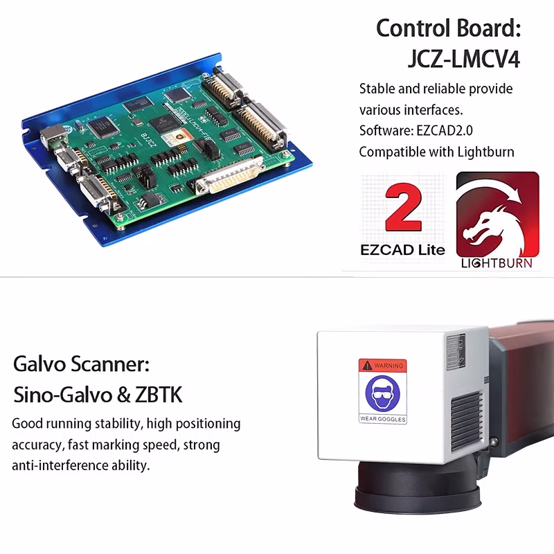 US EU Stock Duty Free Shipping 60W 100W JPT M7 Desktop Split Engraving Jewelry Mopa Fiber Laser Marking Machine with D80 Rotary - Image 4