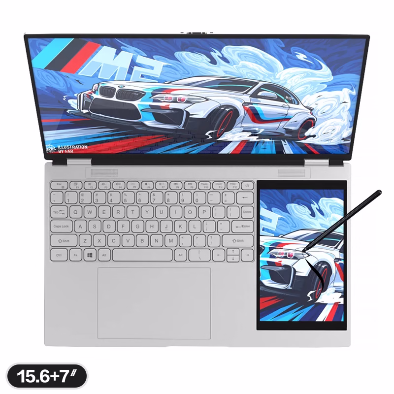 Custom AZERTY Keyboard Dual Screen Laptop Touchscreen 15.6 +7 Inch Computer Student 13th Generation Office Business 2 Custom AZERTY Keyboard Dual Screen Laptop Touchscreen 15.6 +7 Inch Computer Student 13th Generation Office Business - Image 2