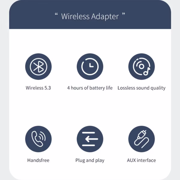 New Bluetooth 5.3 Transmitter Receiver HIFI stereo Wireless Audio Adapter With HD Mic 3.5mm AUX For Car Audio Music Hands-free - Image 2