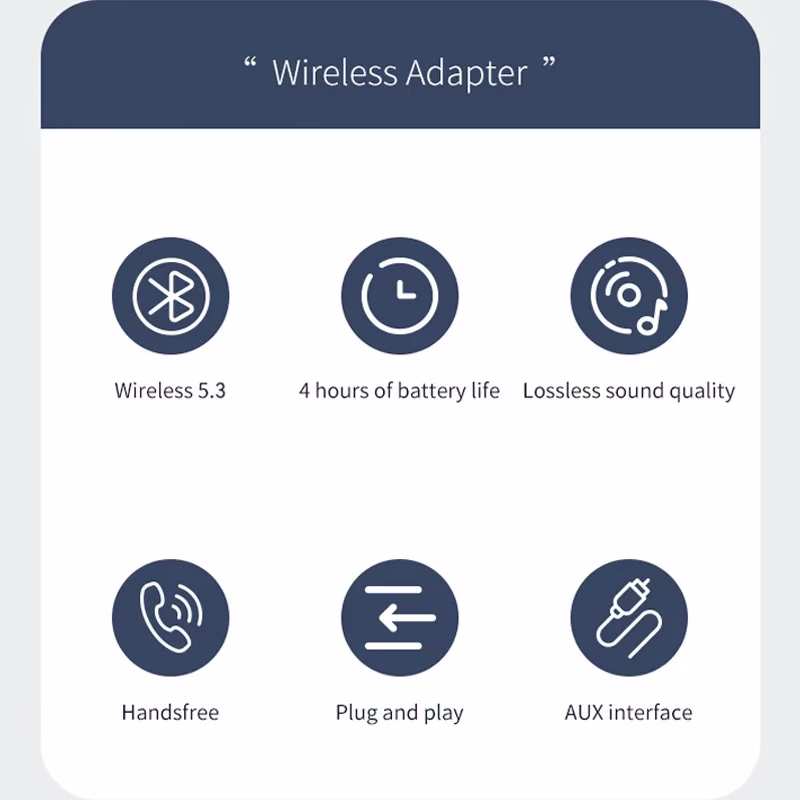 New Bluetooth 5.3 Transmitter Receiver HIFI stereo Wireless Audio Adapter With HD Mic 3.5mm AUX For Car Audio Music Hands-free 2 New Bluetooth 5.3 Transmitter Receiver HIFI stereo Wireless Audio Adapter With HD Mic 3.5mm AUX For Car Audio Music Hands-free - Image 2