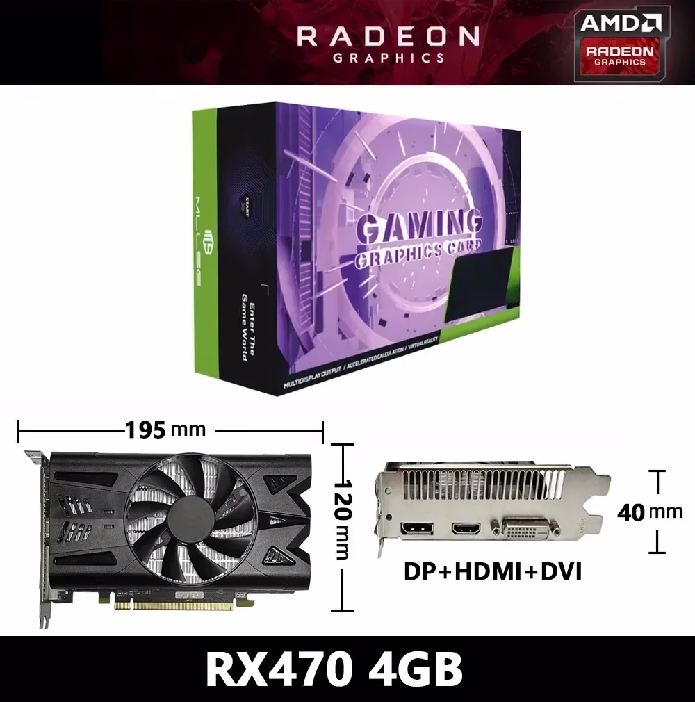 MLLSE AMD Radeon Graphics Cards RX470 4GB Placa De Video GPU 256Bit GDDR5 PCI-E X16 HDMI DP DVI-D For PC Desktop Computer Gaming 8 MLLSE AMD Radeon Graphics Cards RX470 4GB Placa De Video GPU 256Bit GDDR5 PCI-E X16 HDMI DP DVI-D For PC Desktop Computer Gaming - Image 8
