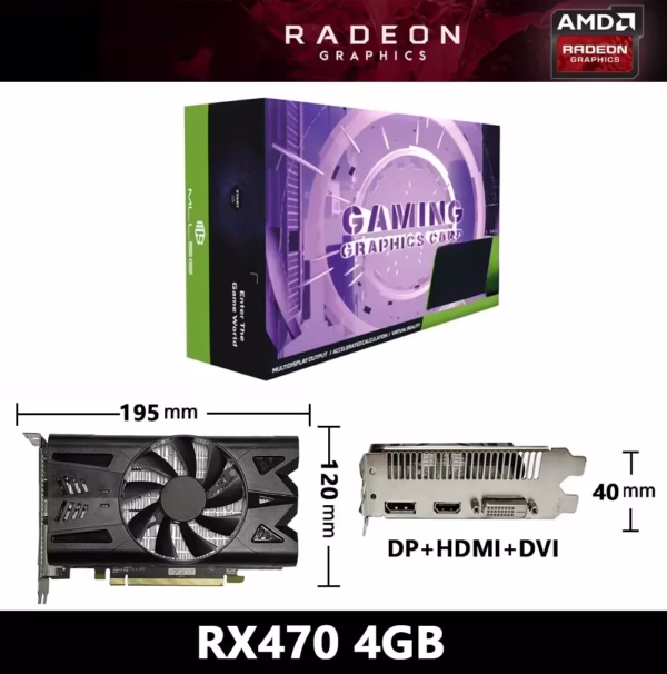 MLLSE AMD Radeon Graphics Cards RX470 4GB Placa De Video GPU 256Bit GDDR5 PCI-E X16 HDMI DP DVI-D For PC Desktop Computer Gaming - Image 8