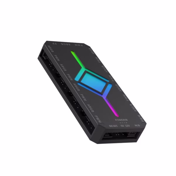 5V3 Pin ARGB Controller Computer Case Fan Divine Light Synchronous PWM Temperature Control 9-Port Hub Hub with Remote Control HU - Image 3