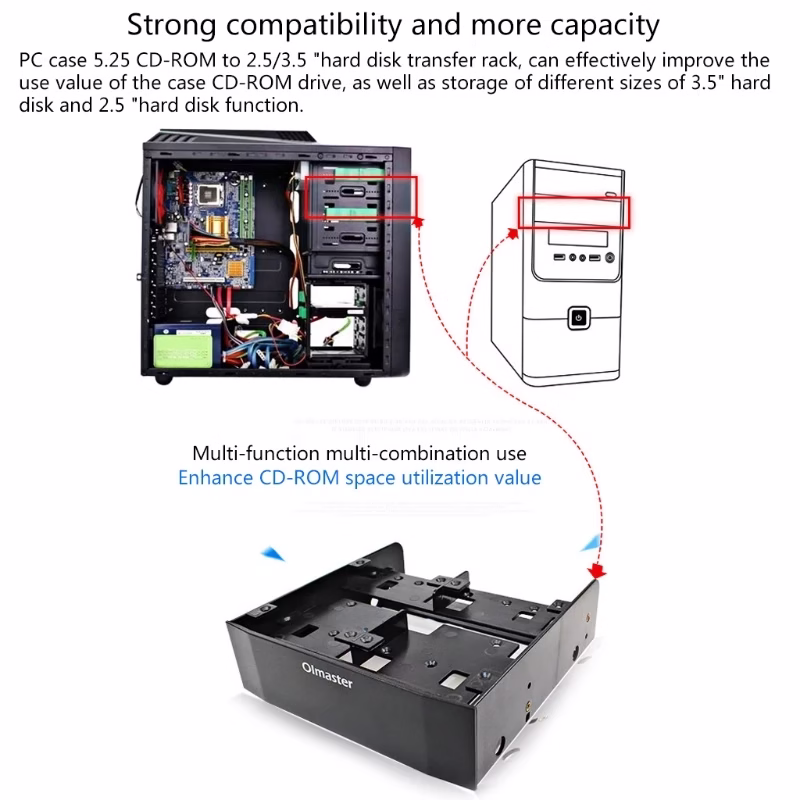 OImaster MR-8802 HDD Cage Rack 5.25 Inch Device for 6 x2.5'' SSD Multi-function Combination Hard Disk Conversion Bracket 3 OImaster MR-8802 HDD Cage Rack 5.25 Inch Device for 6 x2.5'' SSD Multi-function Combination Hard Disk Conversion Bracket - Image 3