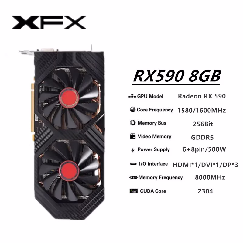 XFX RX 590 580 8GB GDDR5 Graphics Cards GPU Radeon AMD Radeon RX590 GME 8GB AMD Video Card Desktop PC Screen Computer Game Map 7 XFX RX 590 580 8GB GDDR5 Graphics Cards GPU Radeon  AMD Radeon RX590 GME 8GB  AMD Video Card Desktop PC Screen Computer Game Map - Image 7
