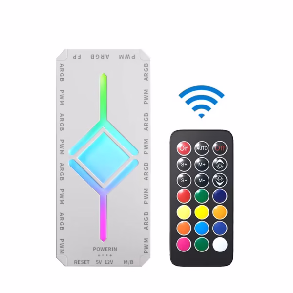 5V3 Pin ARGB Controller Computer Case Fan Divine Light Synchronous PWM Temperature Control 9-Port Hub Hub with Remote Control HU - Image 6
