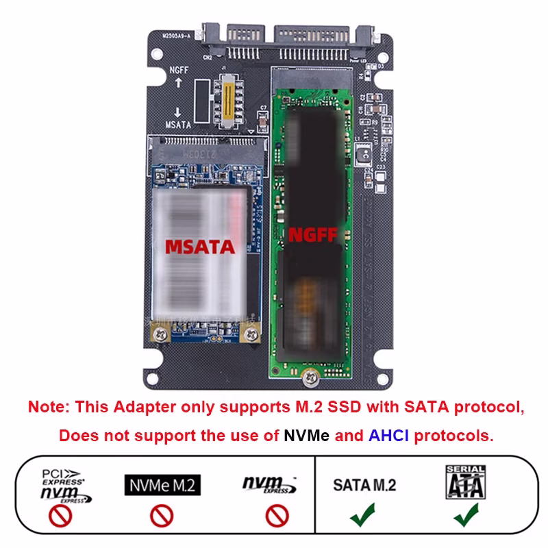 M.2 NGFF SSD MSATA Protocol To Serial Port External Built-In Hard Disk Box Msata To Sata 3 3.0 Dual Disk Switching With Switch - Image 2