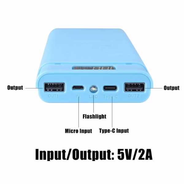 10*18650 Dual USB 5V 2A Powerbank Charger Case With Flashlight Digital Display 50000Mah 18650 Battery Charging Storage Box - Image 2