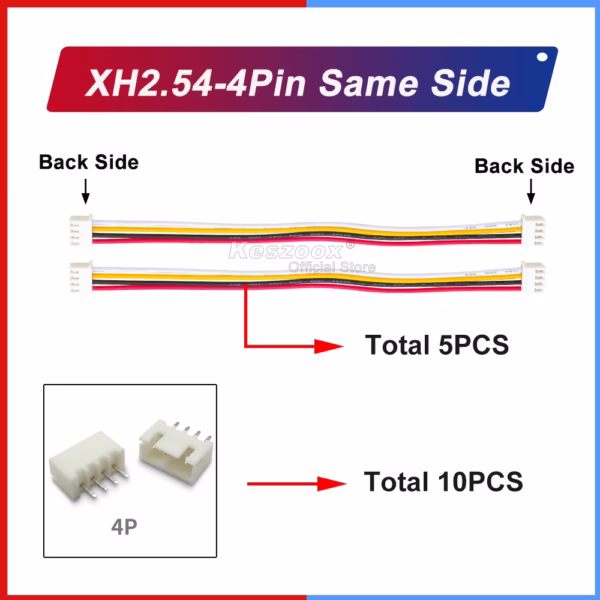 JST XH 2.54mm Pitch XHP-4 4Pin Connector Housing with 10cm to 100cm Wire Cable - Image 7