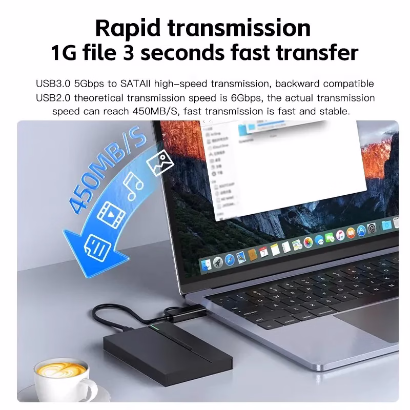 2.5" External Hard Drive Enclosure USB 3.0 Hard Disk Case 6TB Supports 7mm 9.5mm SATA SSD HDD For Laptop PC 2 2.5" External Hard Drive Enclosure USB 3.0 Hard Disk Case 6TB Supports 7mm 9.5mm SATA SSD HDD For Laptop PC - Image 2