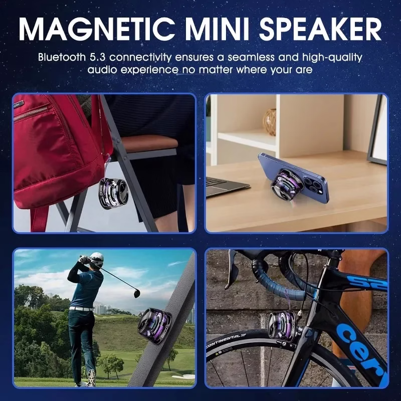 Outdoor Magnetic Bluetooth Speaker Wireless Portable Mini Travel Stereo Speaker with RGB Color Light and Phone Holder for Ios 3 Outdoor Magnetic Bluetooth Speaker Wireless Portable Mini Travel Stereo Speaker with RGB Color Light and Phone Holder for Ios - Image 3