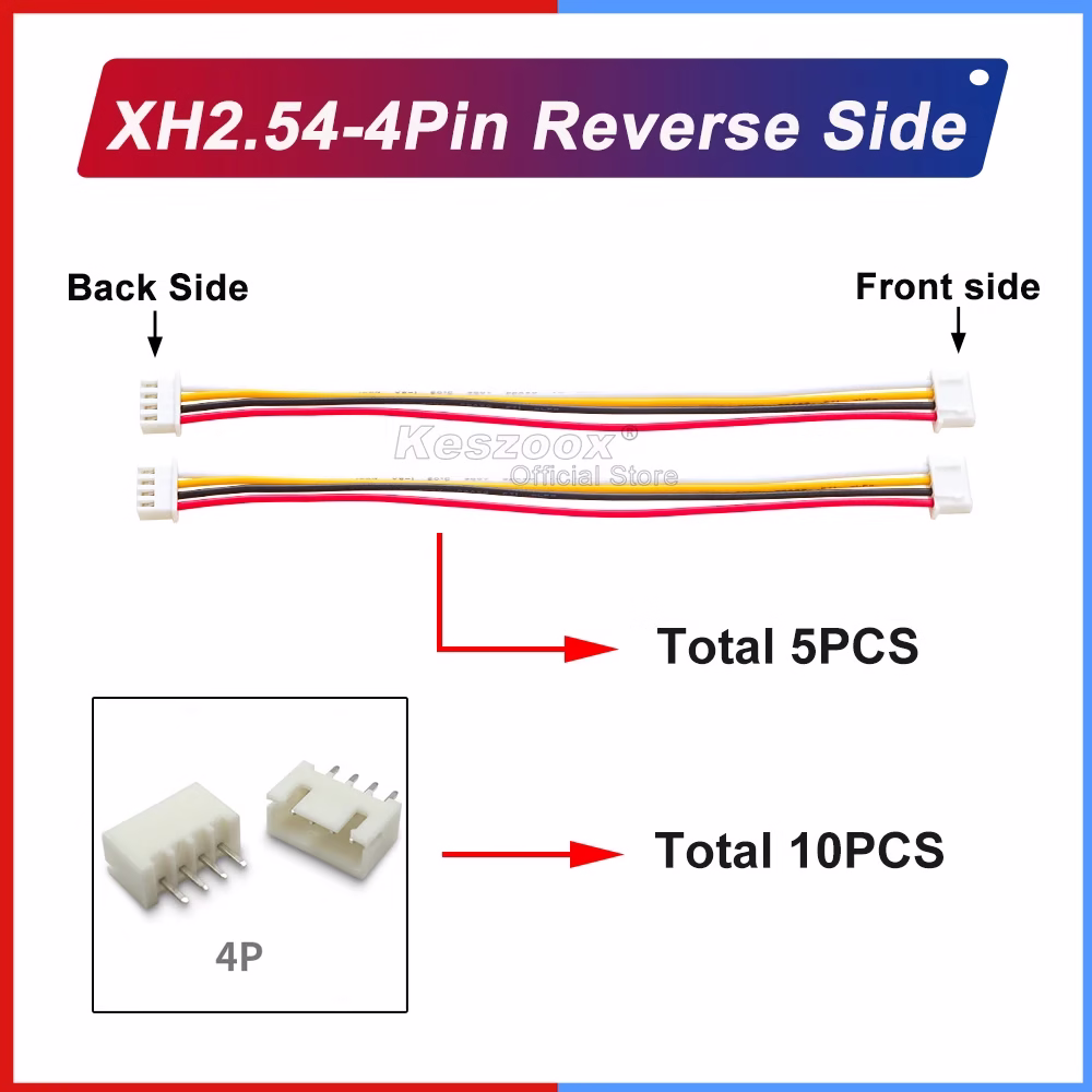 JST XH 2.54mm Pitch XHP-4 4Pin Connector Housing with 10cm to 100cm Wire Cable 6 JST XH 2.54mm Pitch XHP-4 4Pin Connector Housing with 10cm to 100cm Wire Cable - Image 6