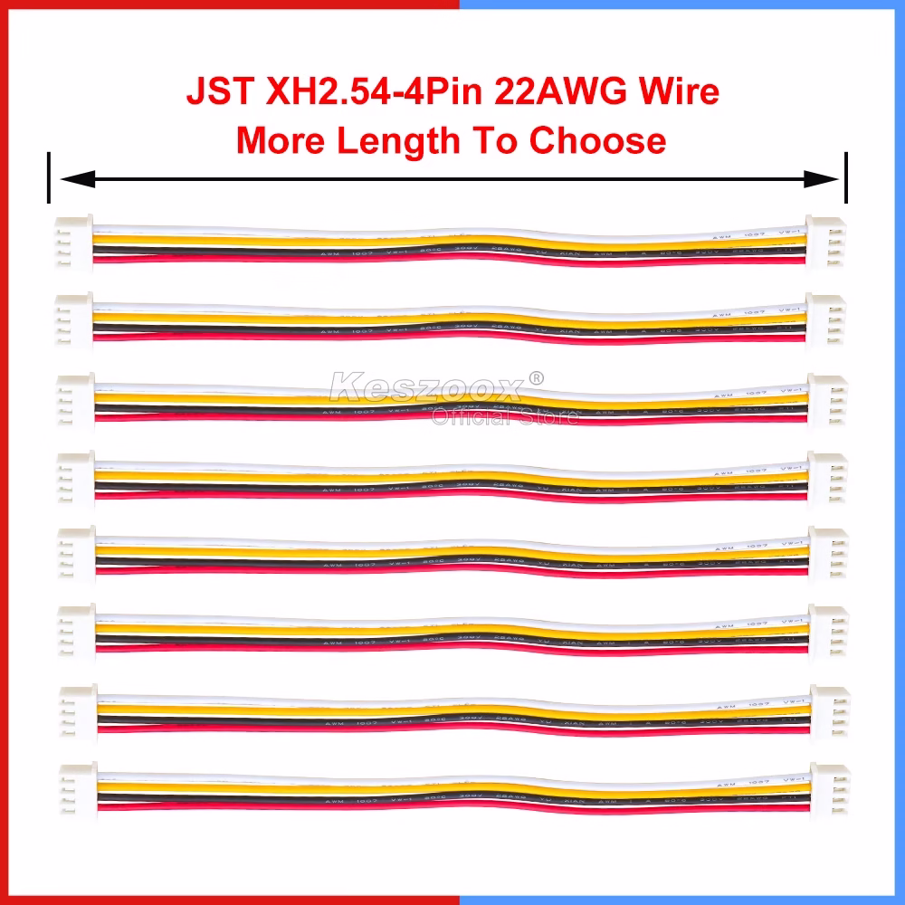 JST XH 2.54mm Pitch XHP-4 4Pin Connector Housing with 10cm to 100cm Wire Cable 3 JST XH 2.54mm Pitch XHP-4 4Pin Connector Housing with 10cm to 100cm Wire Cable - Image 3