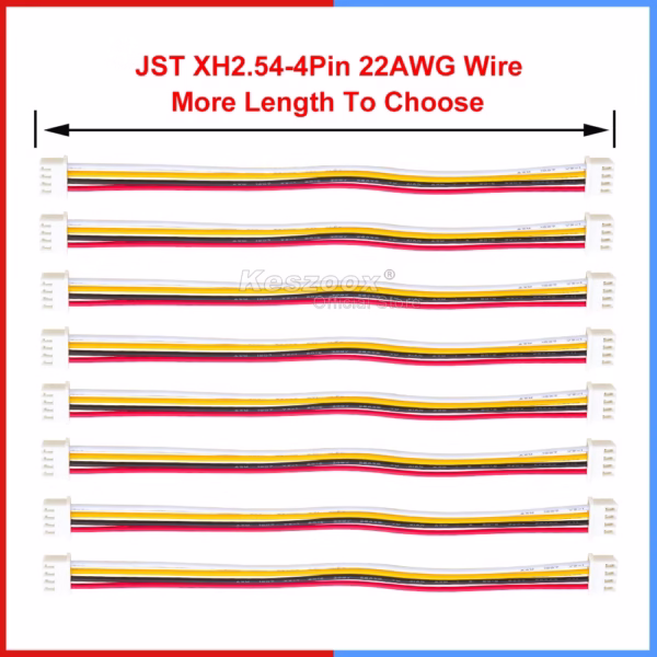 JST XH 2.54mm Pitch XHP-4 4Pin Connector Housing with 10cm to 100cm Wire Cable - Image 3