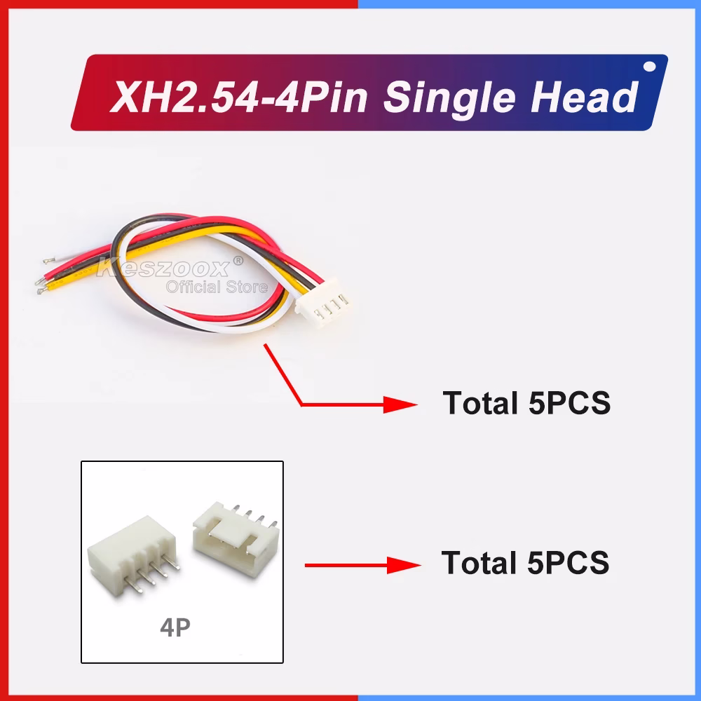 JST XH 2.54mm Pitch XHP-4 4Pin Connector Housing with 10cm to 100cm Wire Cable 8 JST XH 2.54mm Pitch XHP-4 4Pin Connector Housing with 10cm to 100cm Wire Cable - Image 8