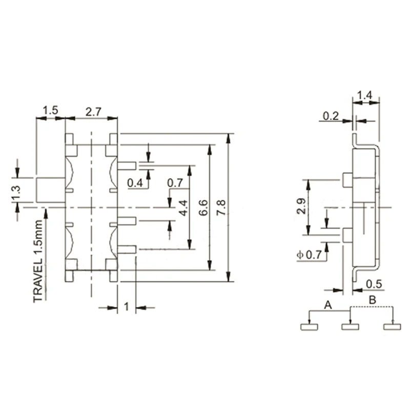 20PCS 7 Pin Mini Slide Switch On-OFF 2Position Micro Slide Toggle Switch 1P2T H=1.5MM Miniature Horizontal Slide Switch SMD - Image 4