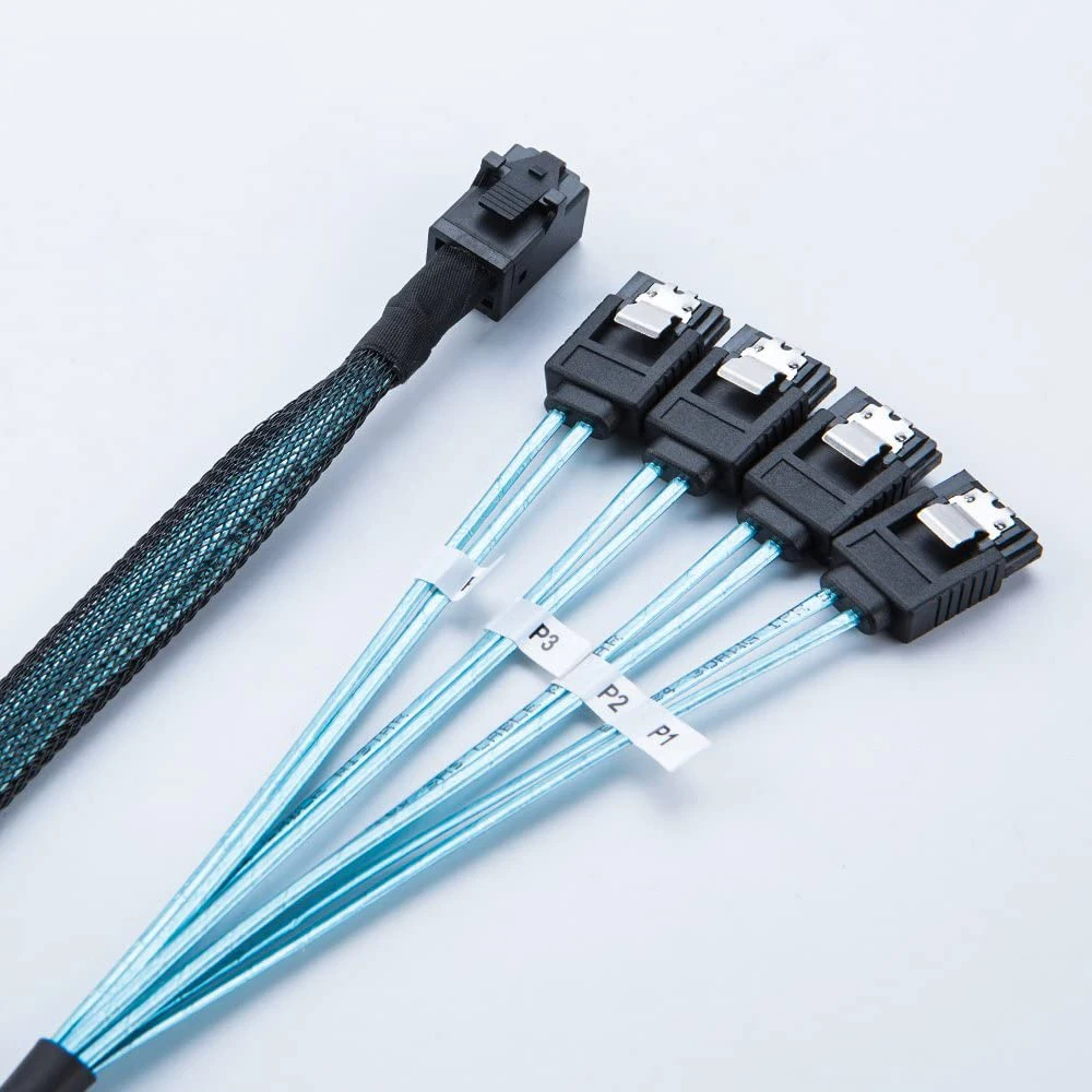 0.5m 1m Internal HD Mini SAS Cable SAS SFF-8643 To 4 SATA Cable SAS to 4 SATA Cable Connect to Hard Drive SATA Cable Mini SAS