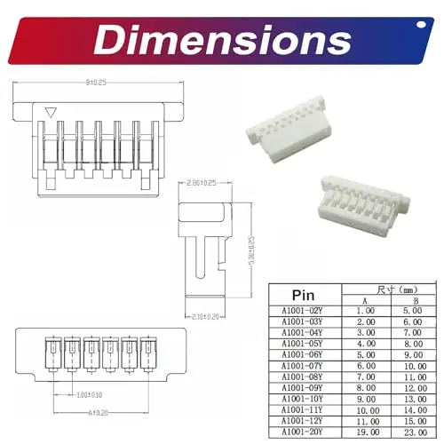 SH1.0 to Dupont2.54 JST Connector Dupont Connector Kit JST-SH 1.0mm & Dupont 2.54mm Cable 1/2/3/4/5/6/7/8/9/10P (SH-to-Dupont) - Image 4