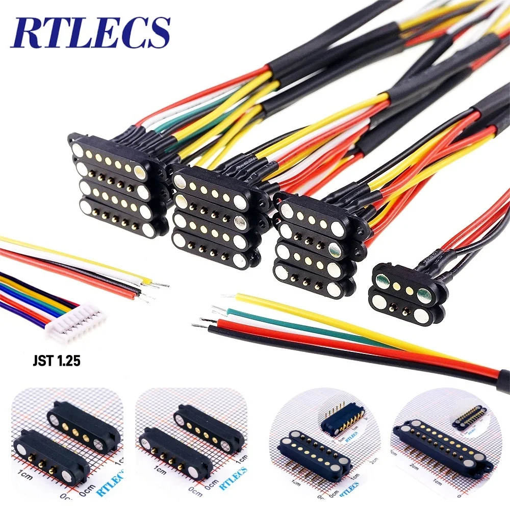 2A DC Magnetic Pogo Pin Connector 2Pin 3Pin 4 5 6 7 8 9 Pin Pogopin Male Female spacing 2.5/2.80mm Spring Loaded DC Power Socket