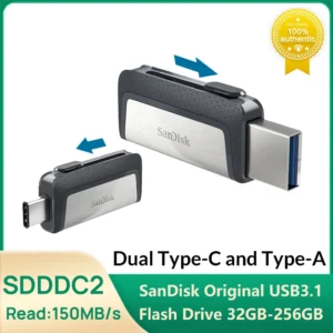 Sandisk SDDDC2 Dual Plug Flash Drive Type-C+Type A 32GB 64GB 128GB 256GB OTG USB Pen Drive USB Stick for Phone Laptop Computer
