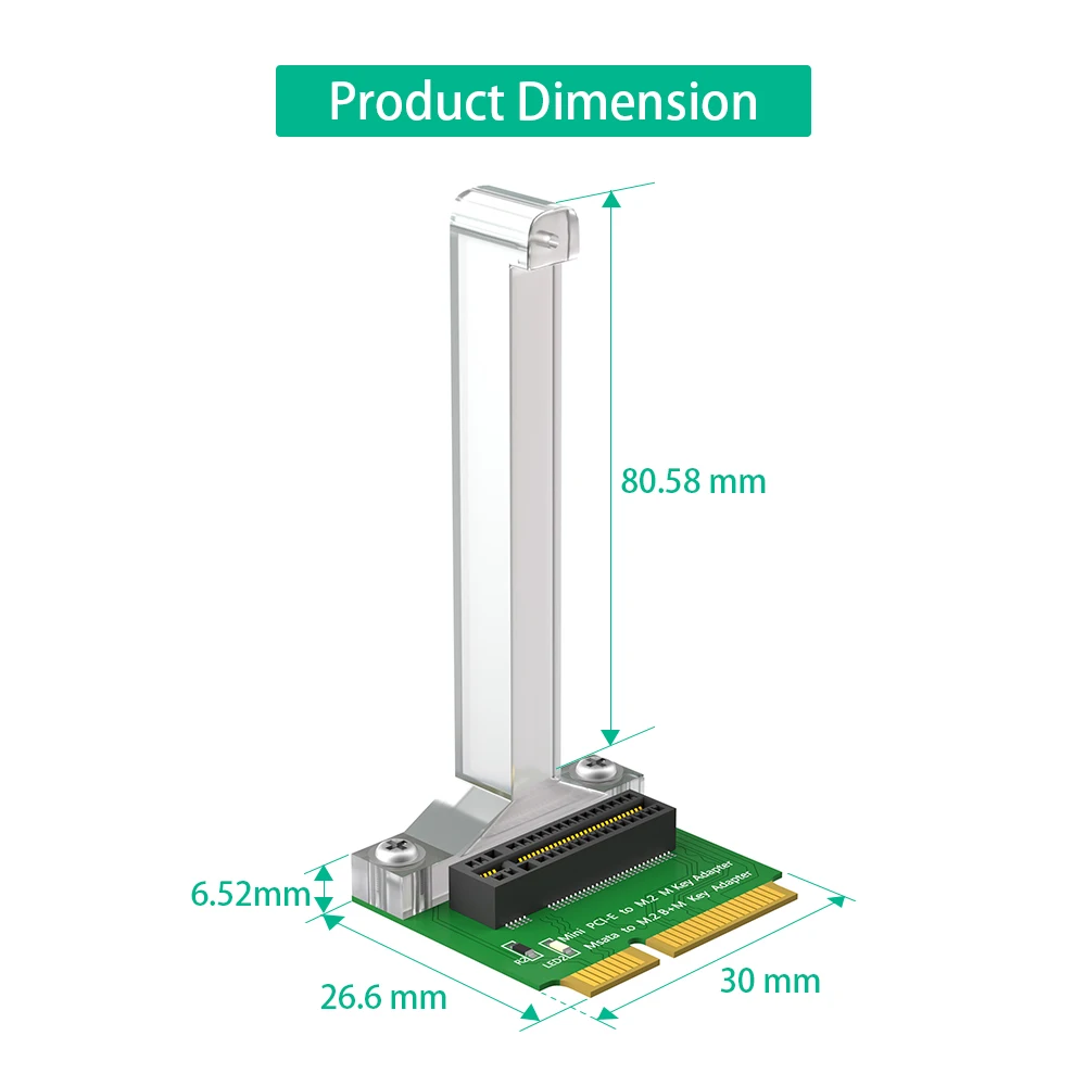 M.2 NGFF Nvme SSD/ B+M Key SATA Bus SSD to Mini PCI-E Adapter (Vertical Installation) for 2280 Type SSD - Image 5
