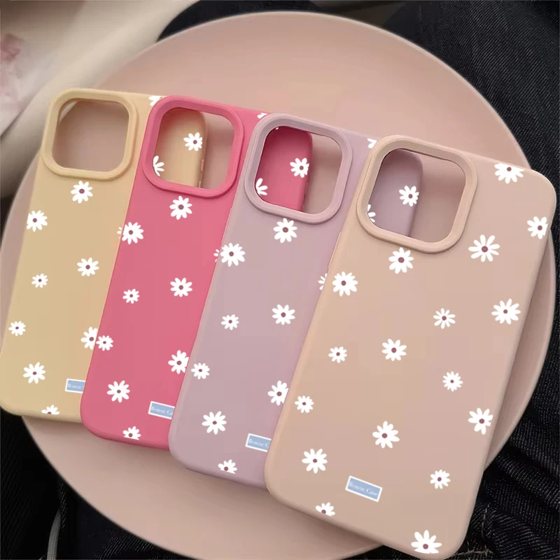 Cute Style Daisy Small Flower Phone Case For iPhone 11 12 13 14 15 16 17 Pro Max 16 Plus Shockproof Bumper Soft Silicone Cover - Image 6