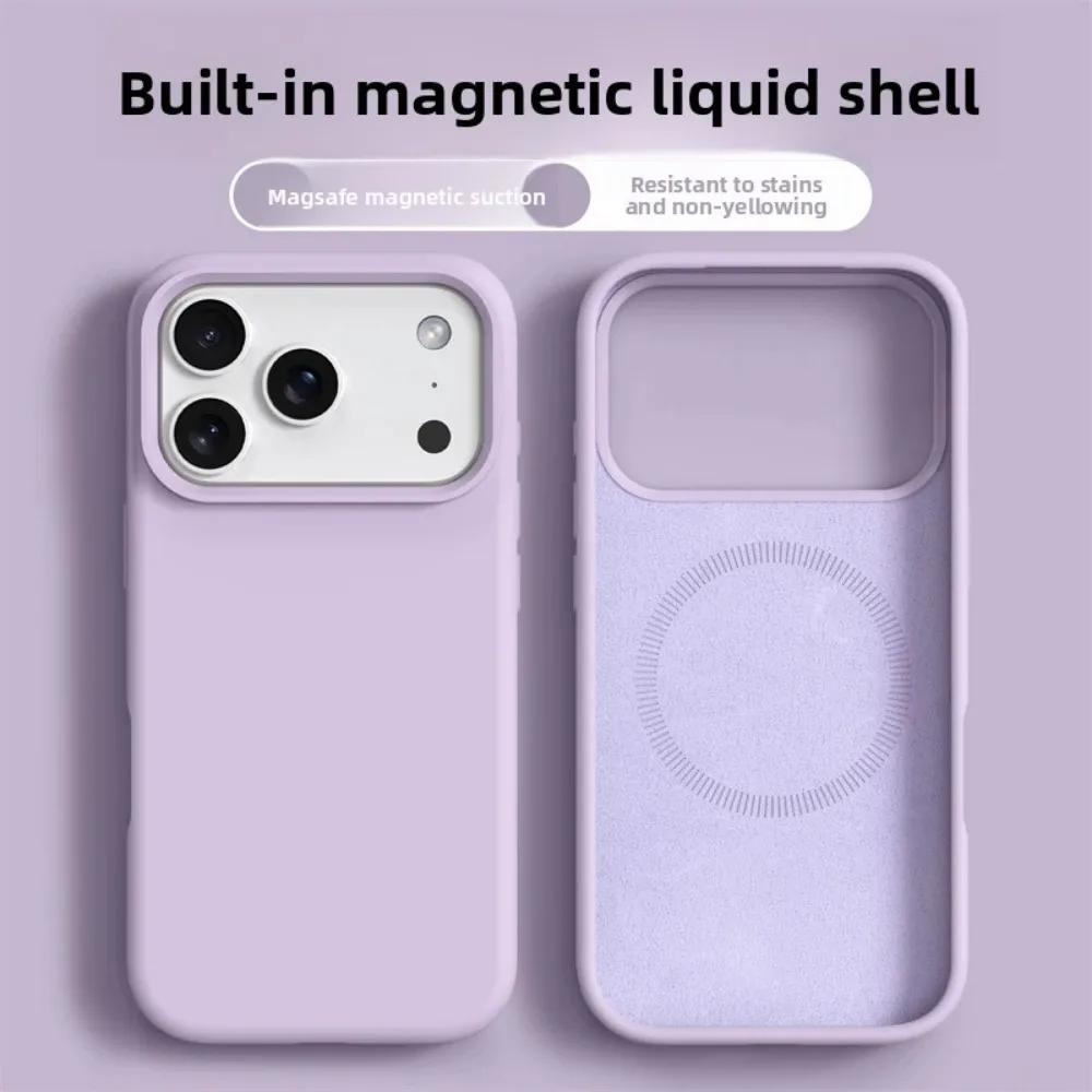 Original Magnetic Phone Case For iPhone 17 16 Pro Max Liquid Silicone Cases For iPhone17 16 Pro Max 17Pro Air Soft Bumper Cover - Image 2