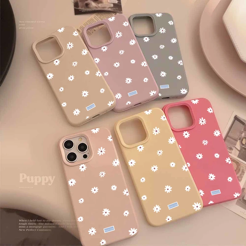 Cute Style Daisy Small Flower Phone Case For iPhone 11 12 13 14 15 16 17 Pro Max 16 Plus Shockproof Bumper Soft Silicone Cover - Image 4