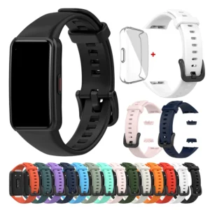 Silicone Strap For Huawei Band 6/6 Pro/Honor Band 7 6 Bracelet Wristband Correa+Transparent TPU Case