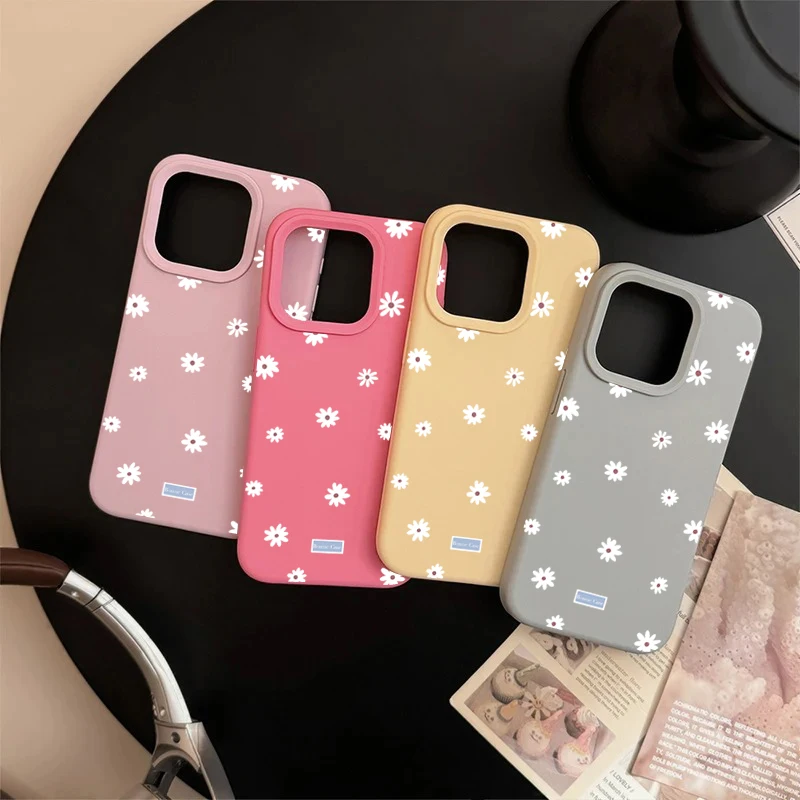 Cute Style Daisy Small Flower Phone Case For iPhone 11 12 13 14 15 16 17 Pro Max 16 Plus Shockproof Bumper Soft Silicone Cover - Image 2