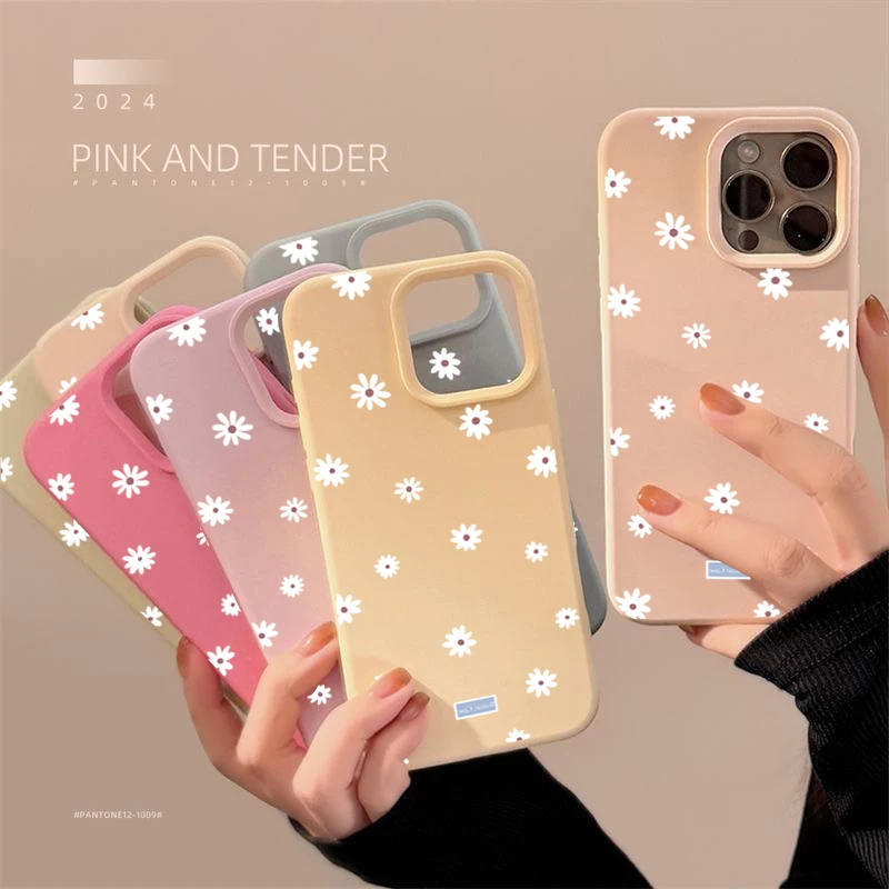 Cute Style Daisy Small Flower Phone Case For iPhone 11 12 13 14 15 16 17 Pro Max 16 Plus Shockproof Bumper Soft Silicone Cover - Image 3