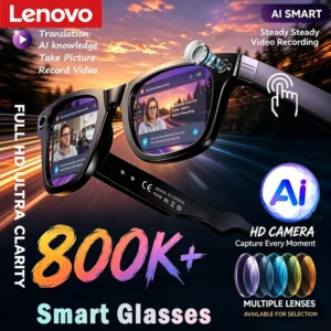 Lenovo 8K HD Smart AI Glasses Music Playback AI Translation Hands-Free Calling AI Chat Logging Smart Sunglasses for Men 2027 New