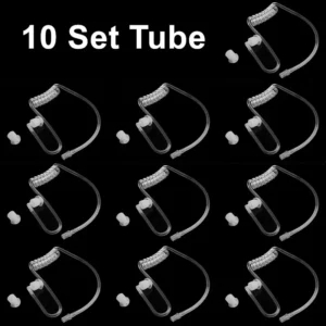 10 Sets Transparent Coil Acoustic Air Tube Earplug Replacement For Radio Earpiece Headset