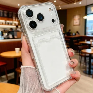 Transparent Silicone Clear Case for iPhone 17 16 15 14 13 12 11 Pro Max Shockproof Protection Soft Back Card Pocket Cover