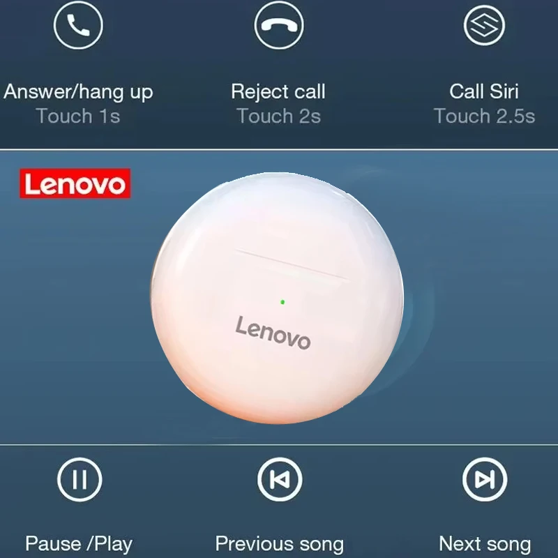Lenovo HT38 TWS Sport Earphones, Mini Wireless Bluetooth Headset, HiFi Stereo Bass Fast Charging Case Sweatproof Running Earbuds - Image 2