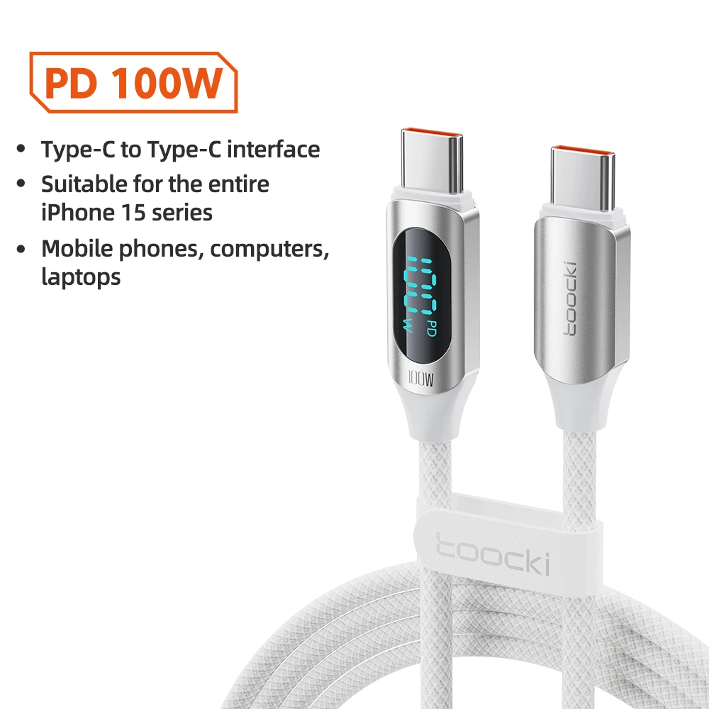 Toocki 100W Type C to Type C Cable PD Fast Charging Charger USB C to USB C Display Cable For Macbook iPad Data Cord Wire - Image 8